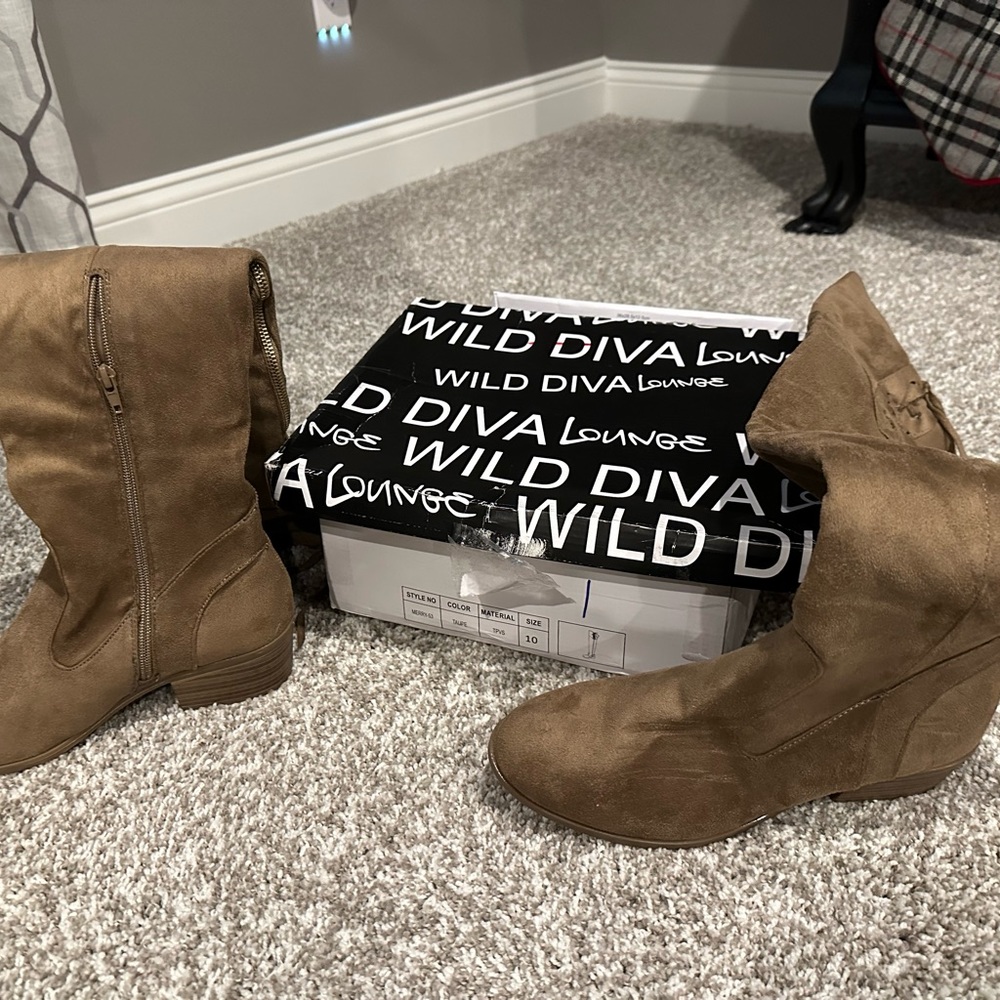 Taupe over the knee tall boots